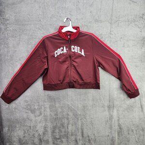 Womens Coca-Cola Graphic Full Zip-Up Jacket Red Long Sleeve Size XL